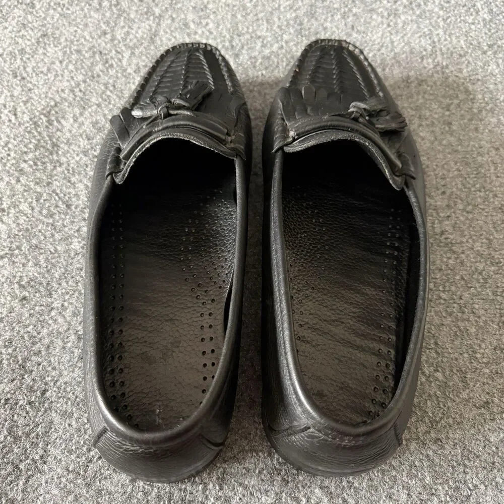 Dexter Men's Black Leather Tassel Loafer Dress Shoes Square Toe 12